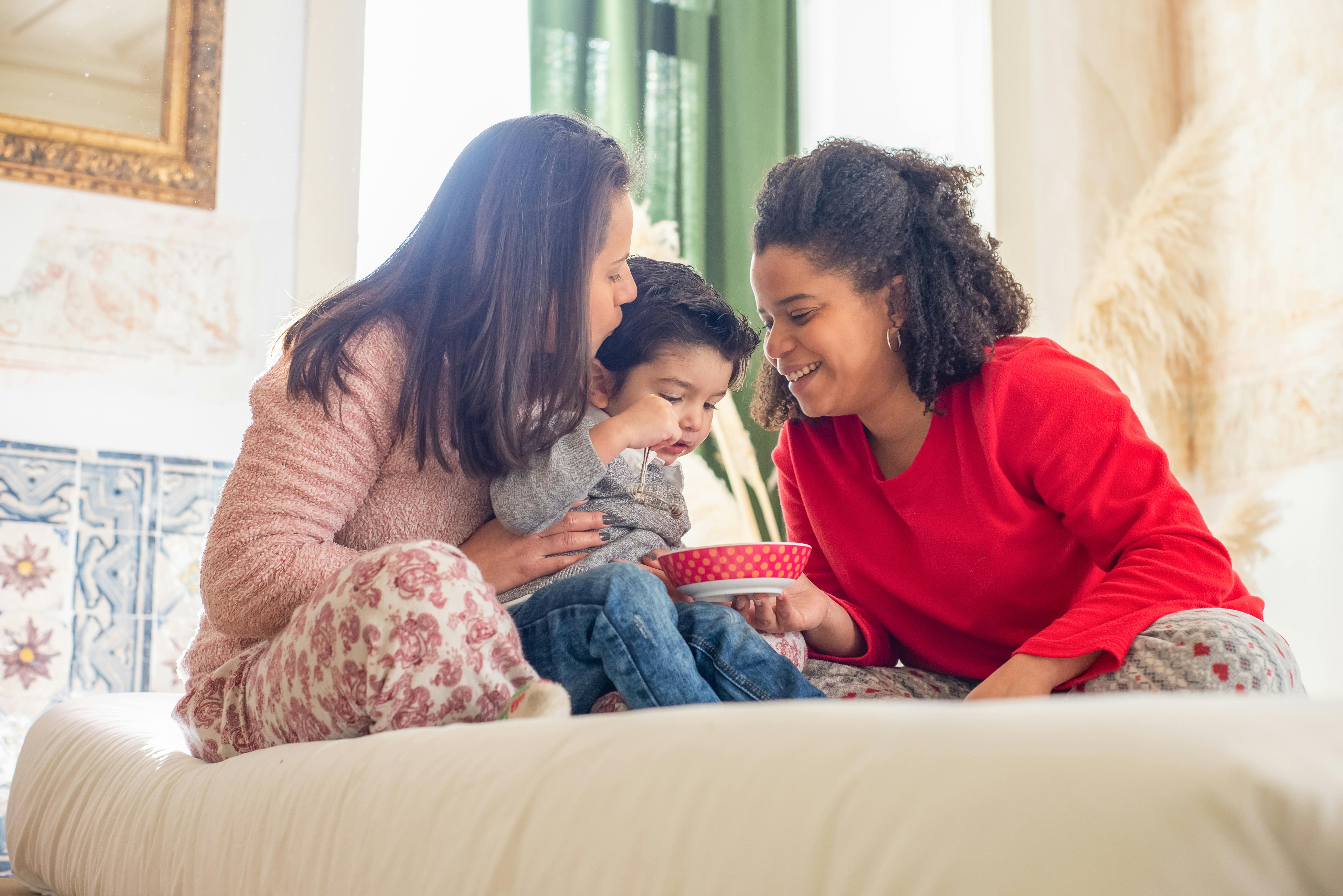 Women supporting each other in childcare